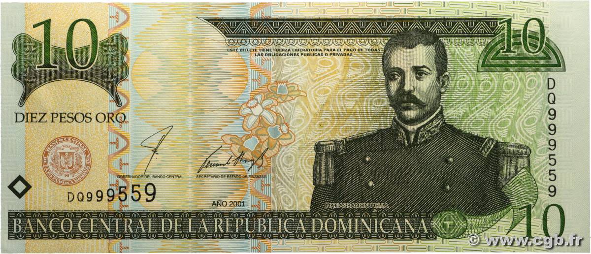10 Pesos Oro RÉPUBLIQUE DOMINICAINE  2001 P.168a UNC