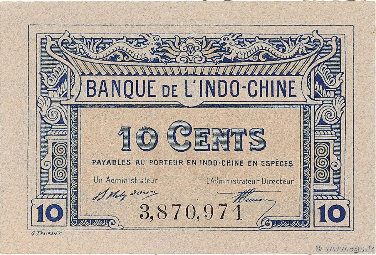 10 Cents INDOCHINE FRANÇAISE  1919 P.043 pr.NEUF