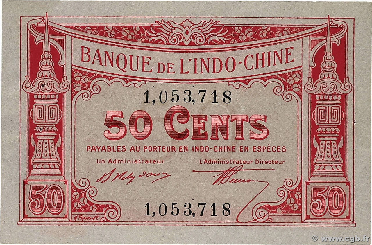 50 Cents INDOCHINE FRANÇAISE  1919 P.046 SPL