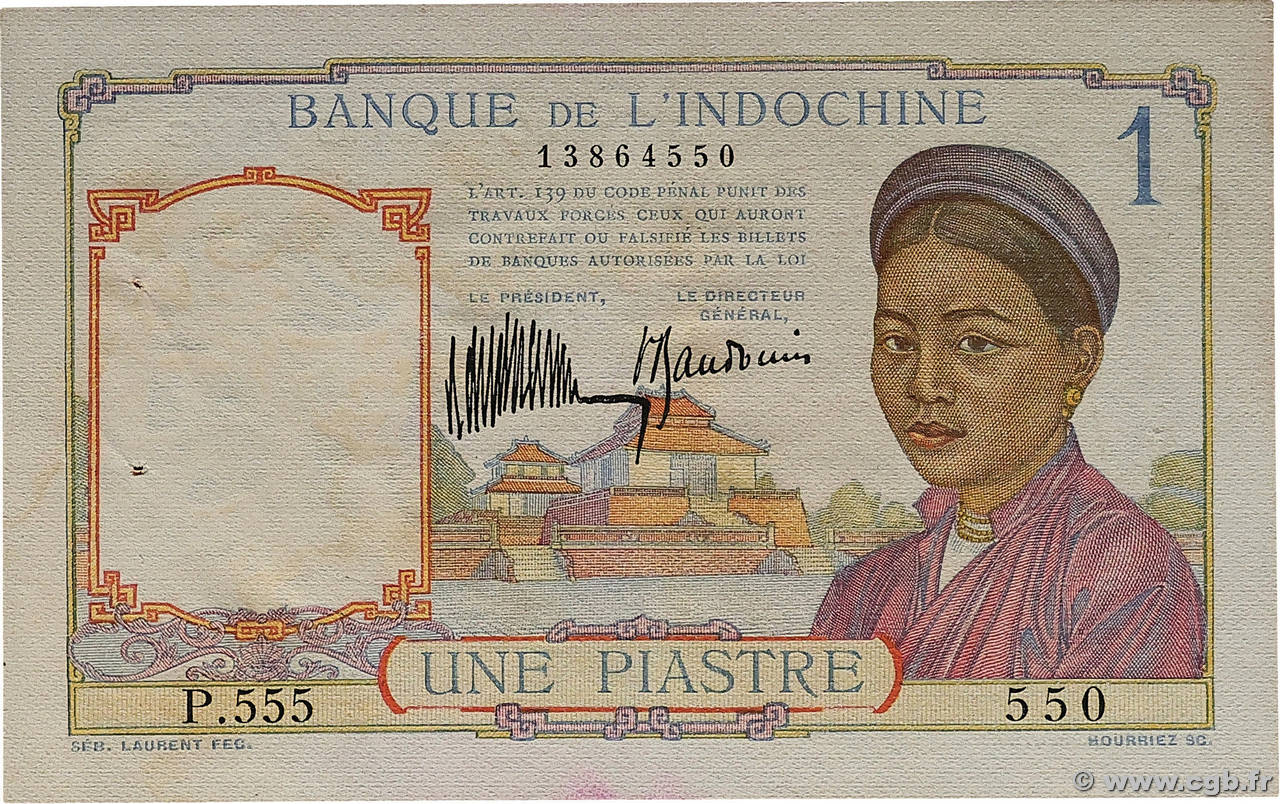 1 Piastre INDOCHINE FRANÇAISE  1932 P.052 SUP+