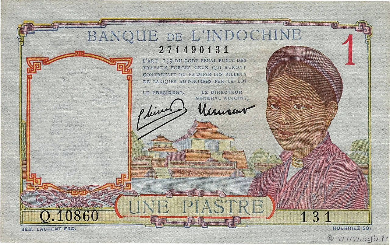 1 Piastre INDOCHINE FRANÇAISE  1945 P.054d pr.NEUF