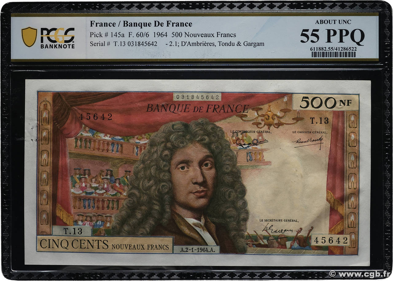500 Nouveaux Francs MOLIÈRE FRANCE  1964 F.60.06 SPL