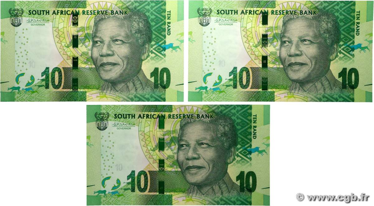 10 Rand Consécutifs SOUTH AFRICA  2016 P.138b UNC