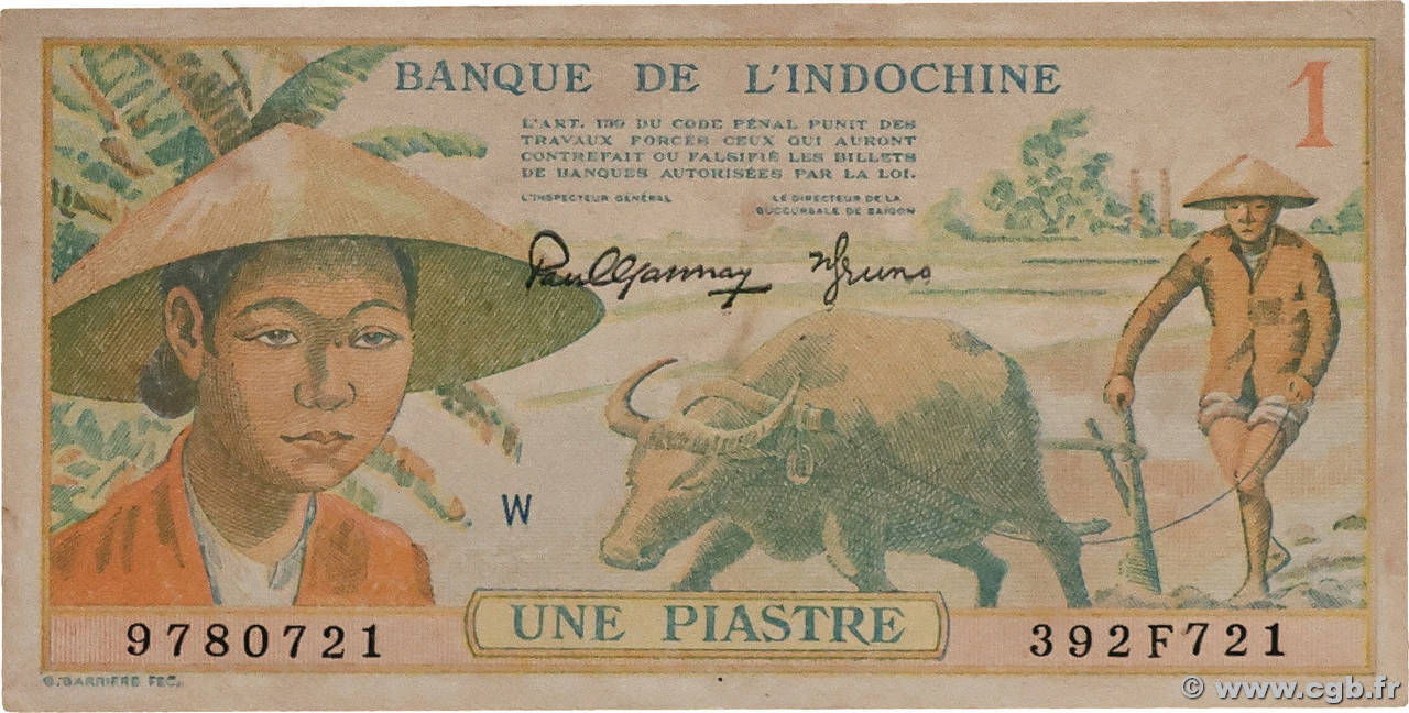 1 Piastre INDOCHINE FRANÇAISE  1942 P.074 SPL+