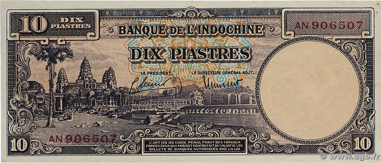 10 Piastres INDOCHINE FRANÇAISE  1947 P.080 SUP