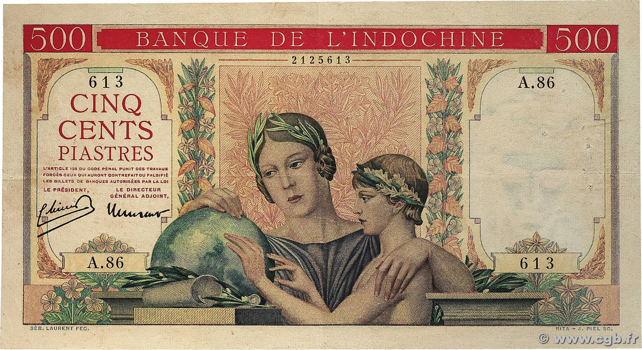 500 Piastres INDOCHINE FRANÇAISE  1951 P.083a pr.TTB