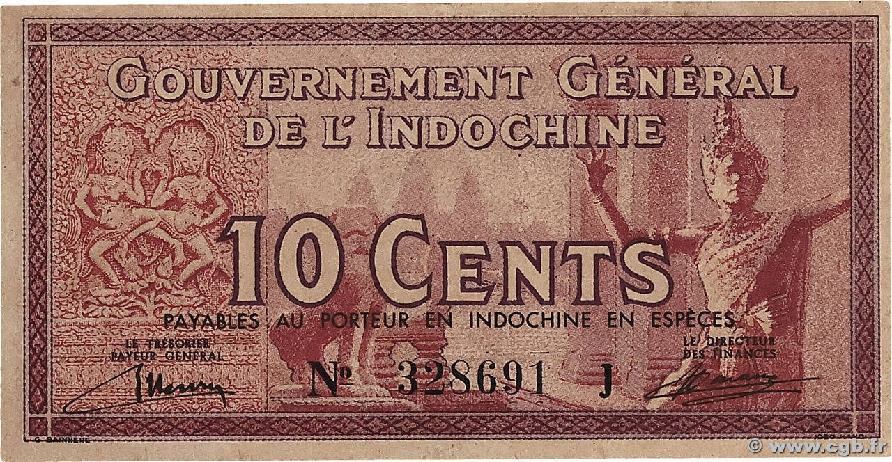 10 Cents INDOCHINE FRANÇAISE  1939 P.085a SPL
