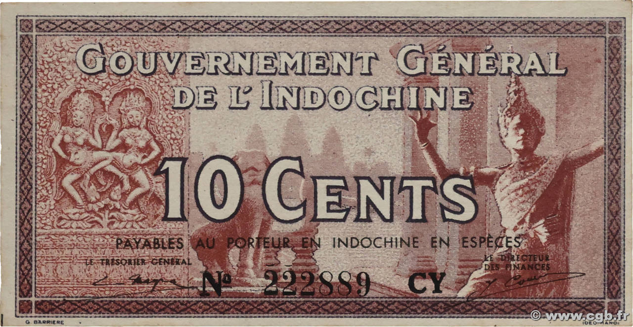 10 Cents INDOCHINE FRANÇAISE  1939 P.085d pr.NEUF
