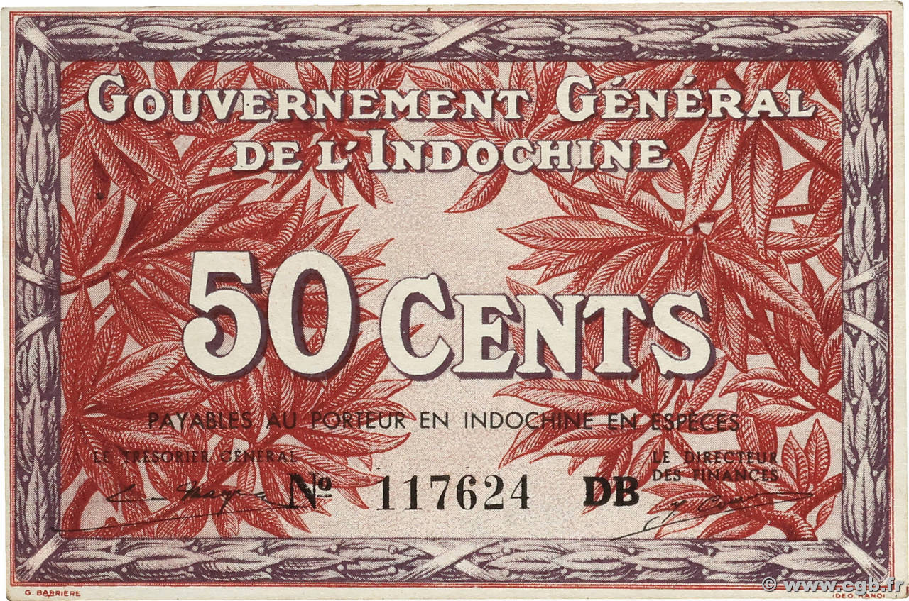 50 Cents INDOCHINE FRANÇAISE  1939 P.087d pr.NEUF