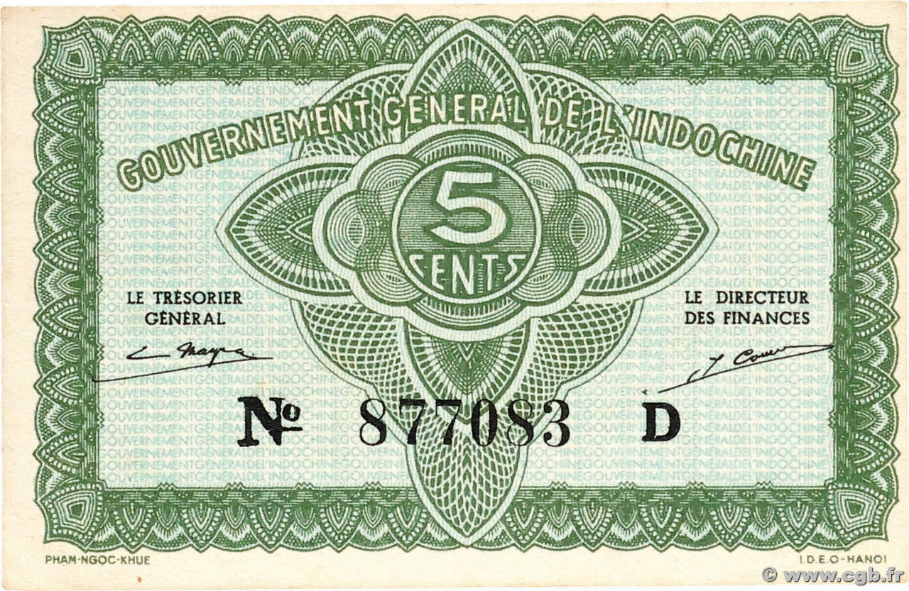 5 Cents INDOCHINE FRANÇAISE  1943 P.088a pr.NEUF