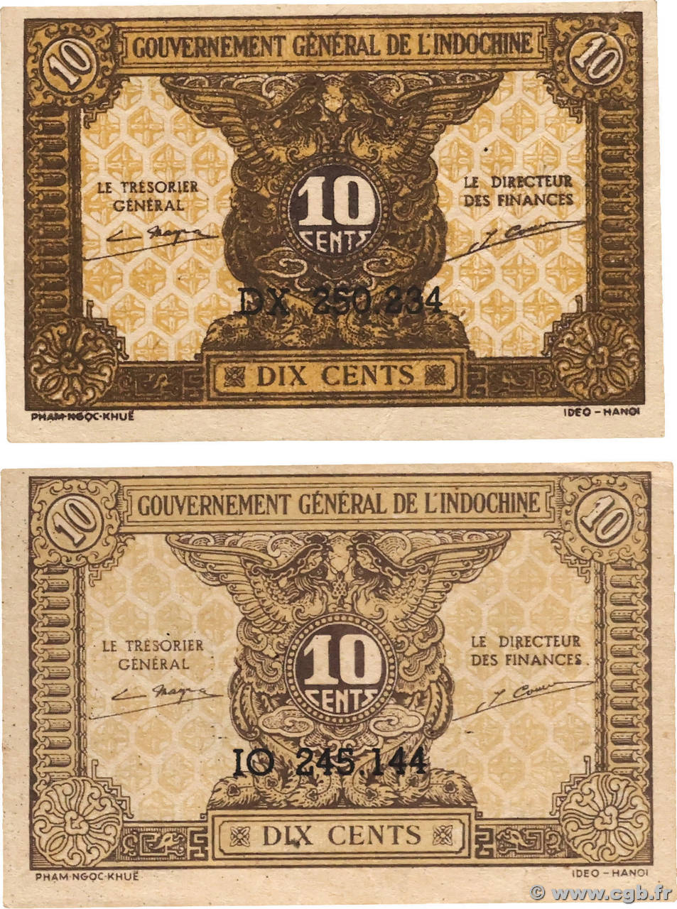 10 Cents Lot INDOCHINE FRANÇAISE  1943 P.089a TTB+