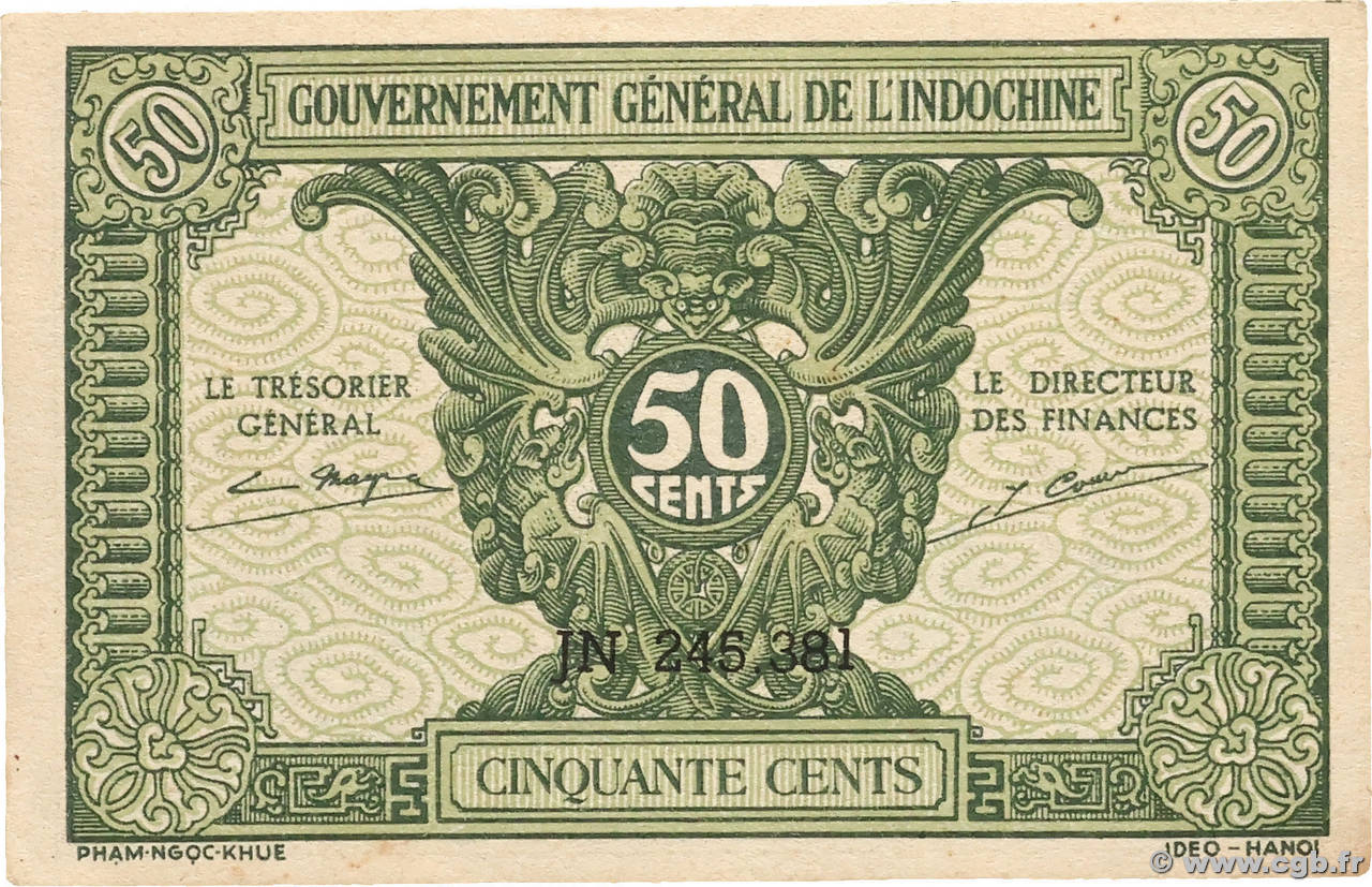 50 Cents INDOCHINE FRANÇAISE  1942 P.091a SPL+