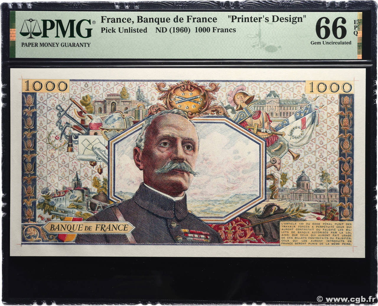 1000 Francs MARÉCHAL FOCH Épreuve FRANCE  1958 NE.1960.01a NEUF