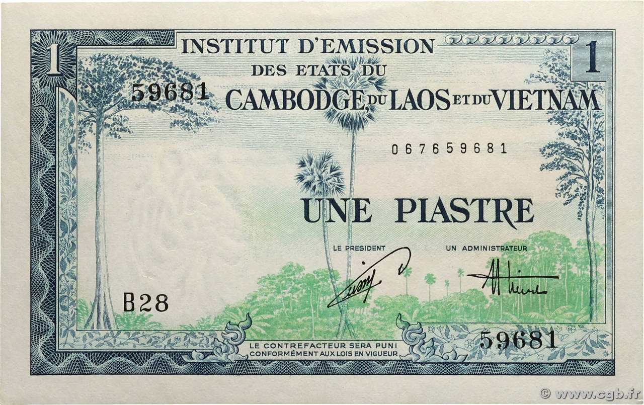 1 Piastre - 1 Dong INDOCHINE FRANÇAISE  1954 P.105 pr.NEUF