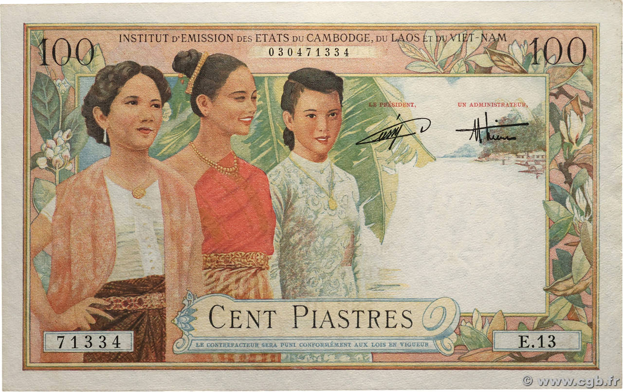 100 Piastres - 100 Dong INDOCHINE FRANÇAISE  1954 P.108 SPL