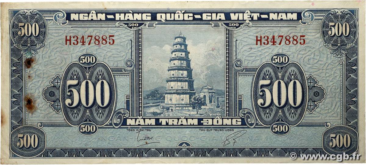 500 Dong SOUTH VIETNAM  1955 P.10a VF-