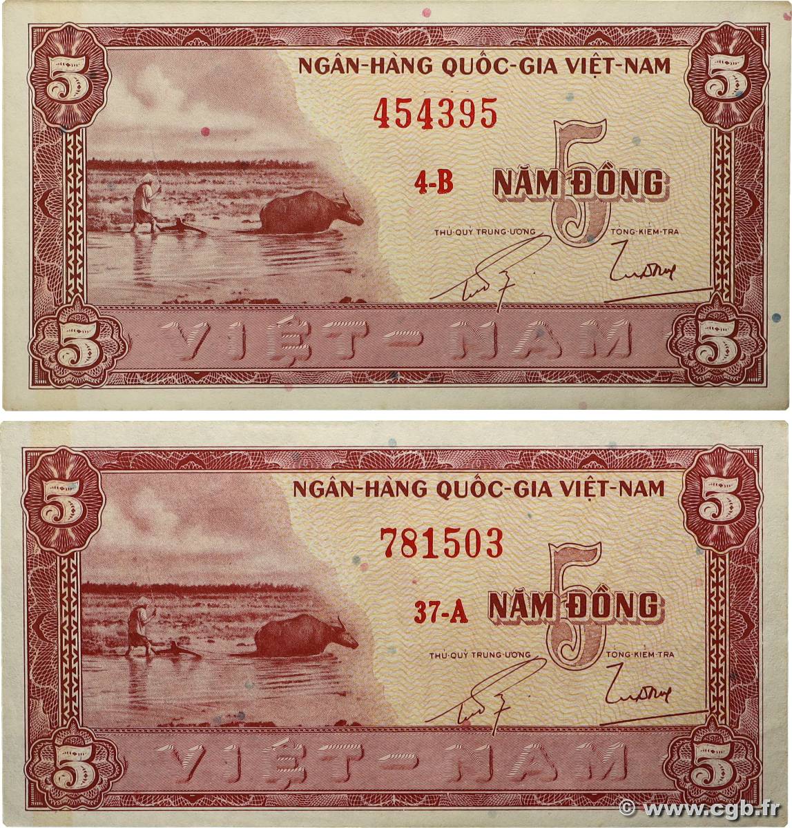 5 Dong Lot SOUTH VIETNAM  1955 P.13a AU+