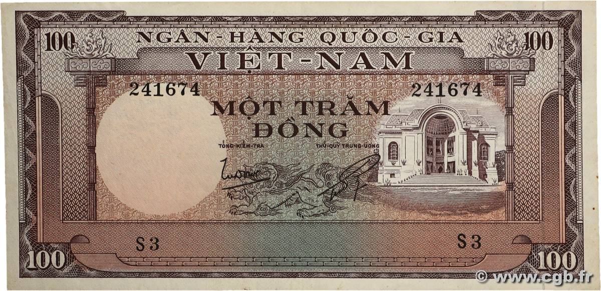 100 Dong SOUTH VIETNAM  1966 P.18a XF