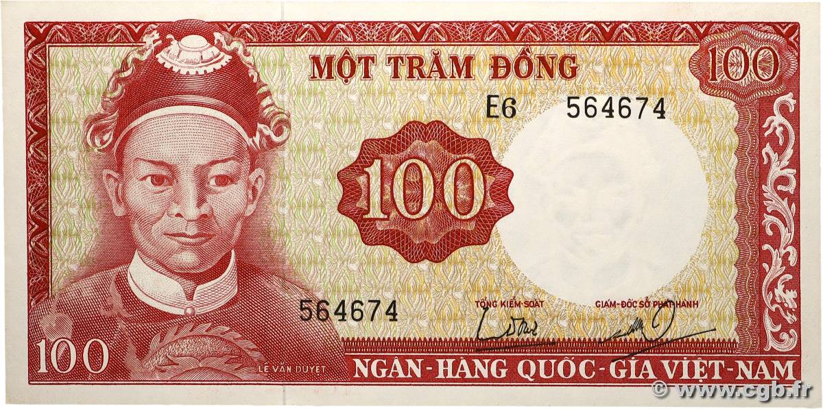 100 Dong VIET NAM SUD  1966 P.19b NEUF