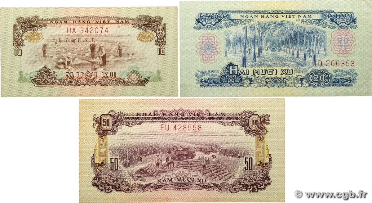 10, 20 et 50 Xu Lot SÜDVIETNAM  1966 P.37a, P.38a et P39a VZ