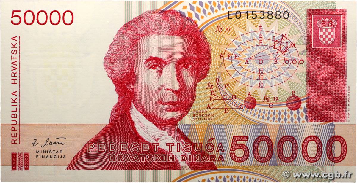 50000 Dinara CROATIA  1993 P.26a UNC