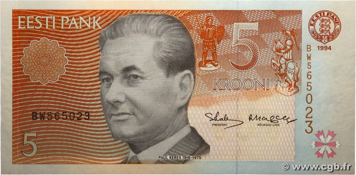 5 Krooni ESTONIA  1994 P.76a UNC-