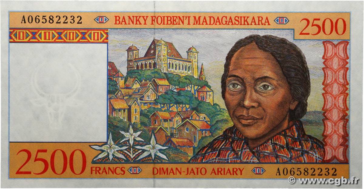 2500 Francs - 500 Ariary MADAGASCAR  1998 P.081 UNC