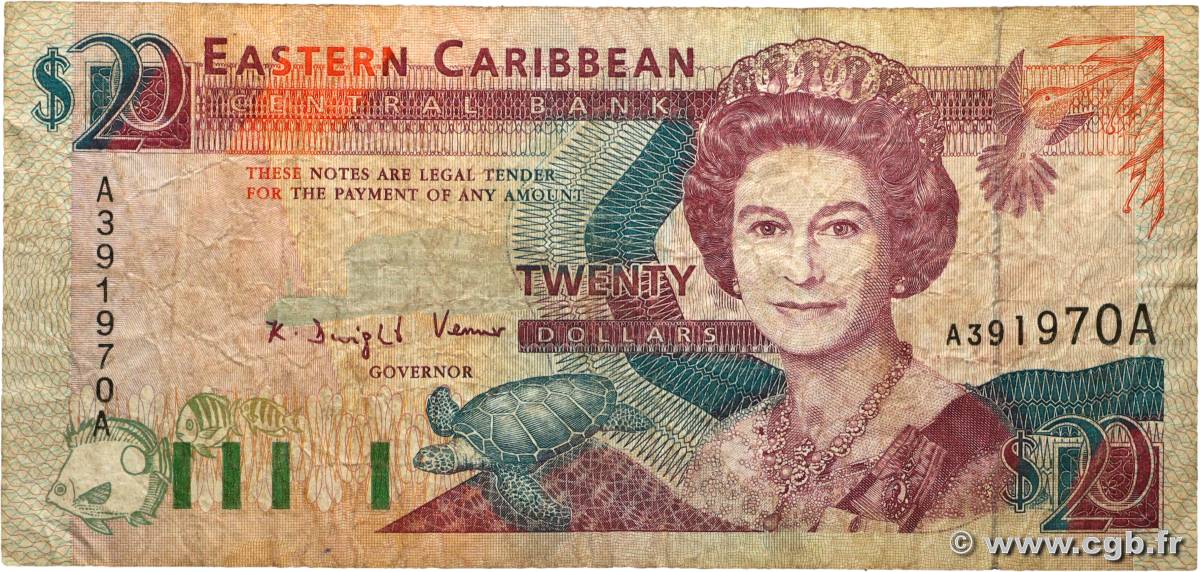 20 Dollars EAST CARIBBEAN STATES  1993 P.28a VG