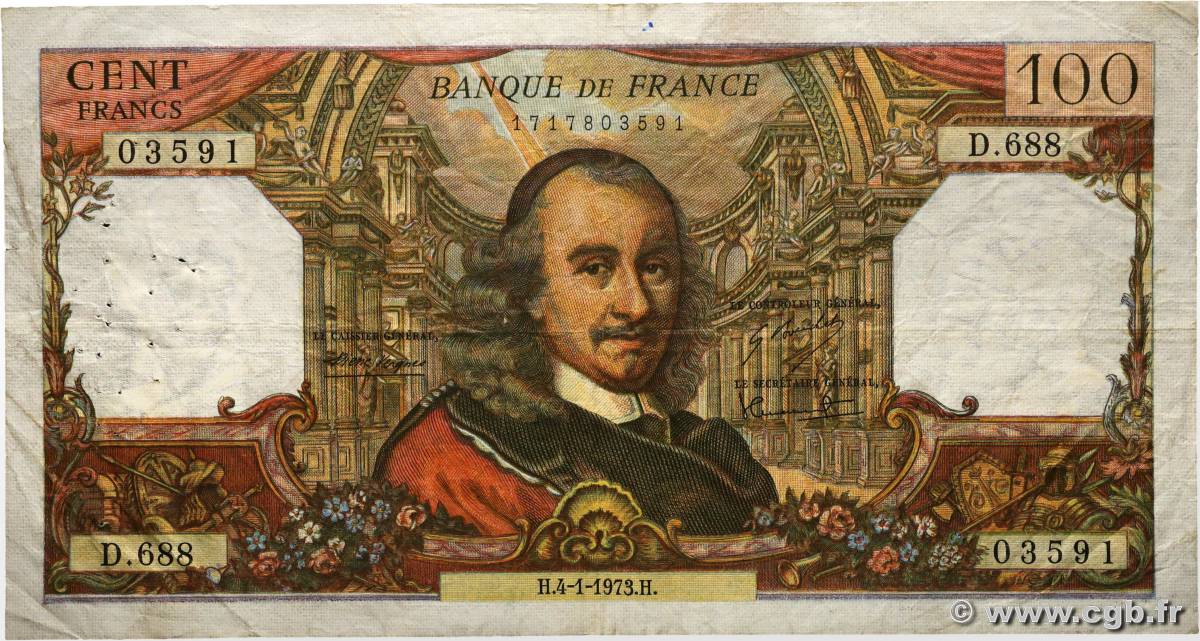 100 Francs CORNEILLE FRANCE  1973 f.65.41 F