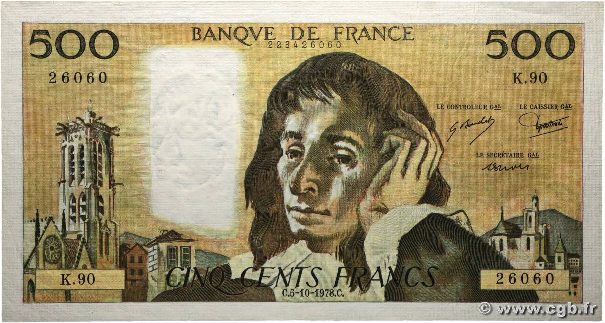 500 Francs PASCAL FRANCE  1978 F.71.18 F