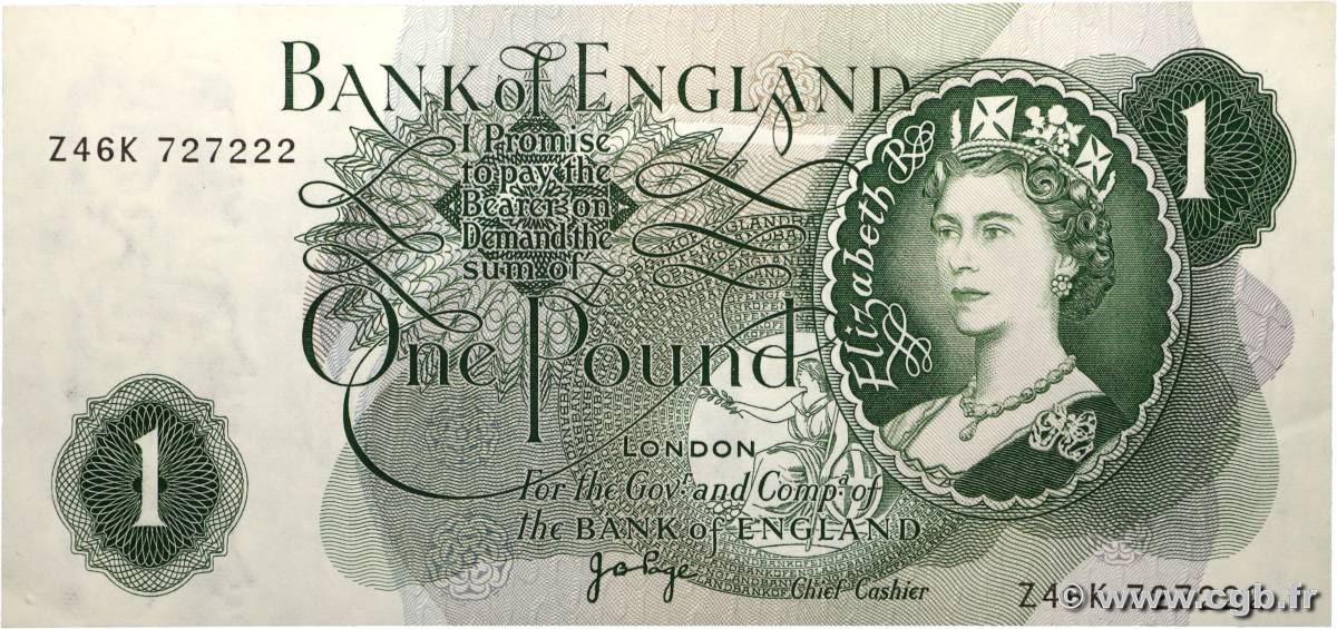 1 Pound ENGLAND  1963 P.374g AU+