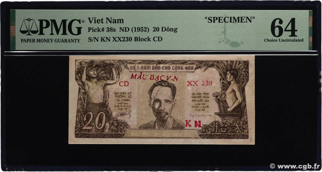 20 Dong Spécimen VIET NAM   1952 P.038s pr.NEUF