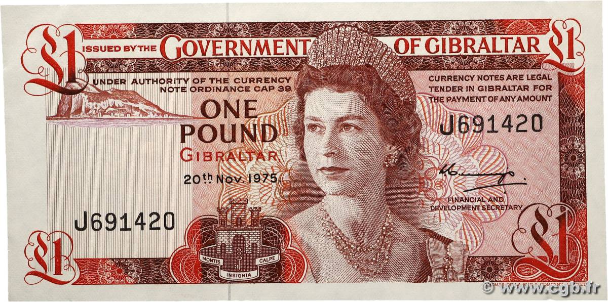 1 Pound GIBRALTAR  1975 P.20a fST+