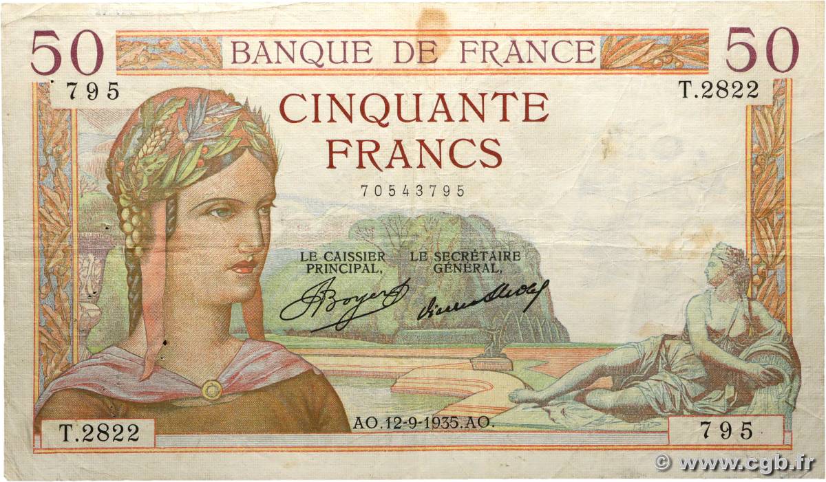 50 Francs CÉRÈS FRANCE  1935 F.17.16 F-