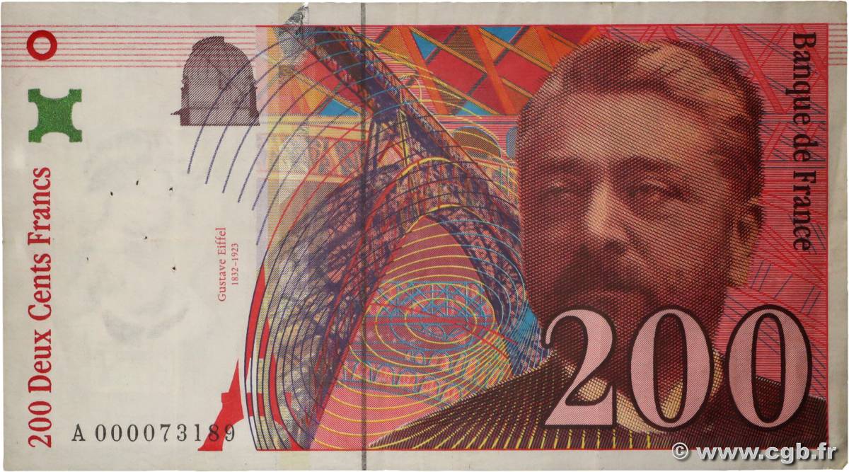 200 Francs EIFFEL FRANCE  1995 F.75.01 VF