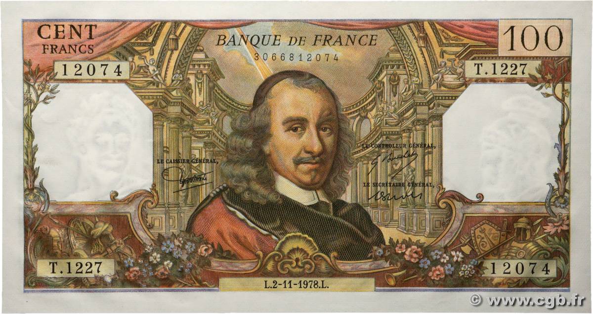 100 Francs CORNEILLE FRANCE  1978 F.65.64 UNC-