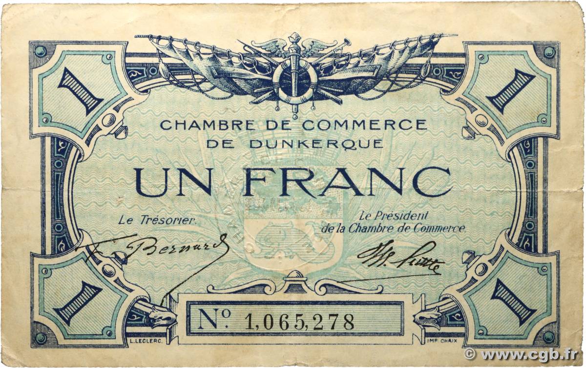 1 Franc FRANCE régionalisme et divers Dunkerque 1918 JP.054.05 TB+