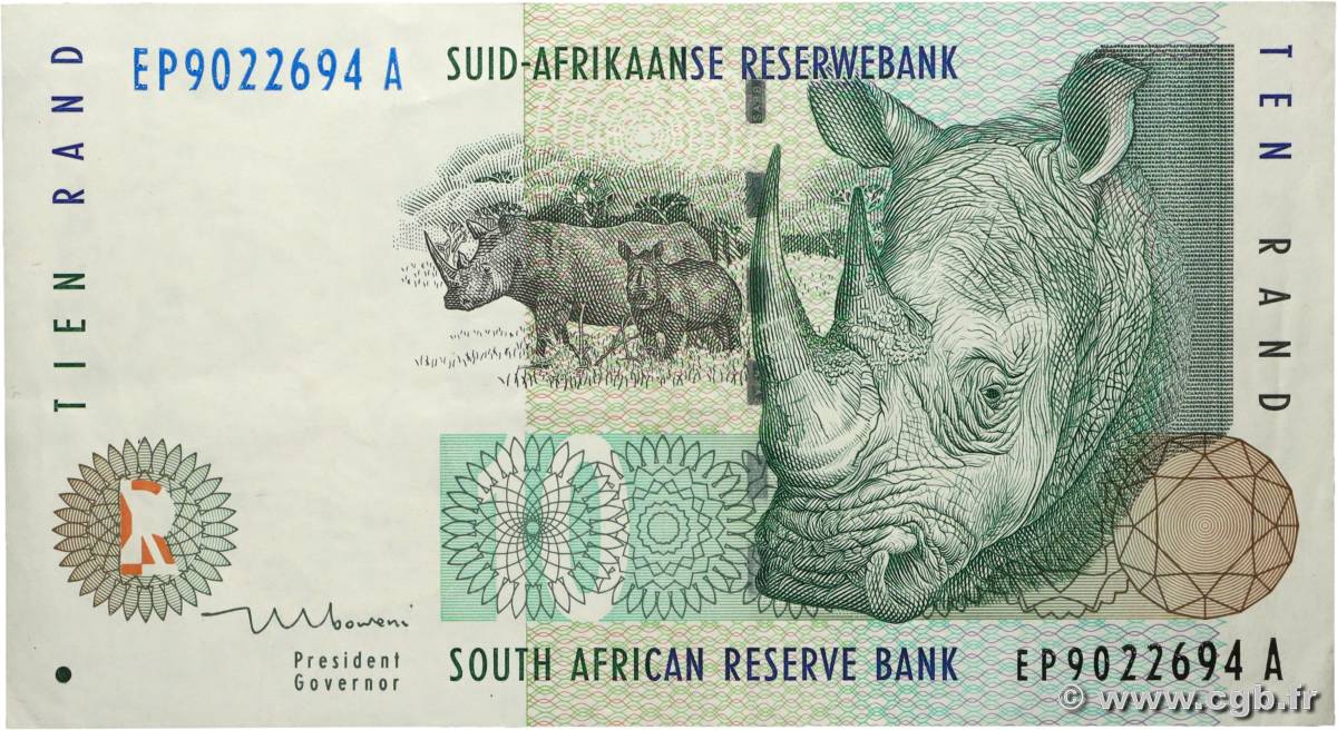 10 Rand SOUTH AFRICA  1993 P.123b VF