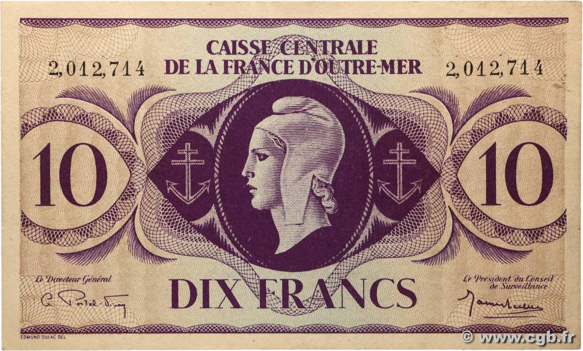 10 Francs Marianne CCFOM AFRIQUE ÉQUATORIALE FRANÇAISE  1947 A.125d VF