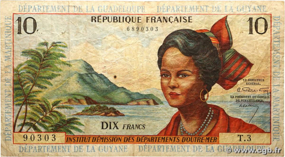 10 Nouveaux Francs FRENCH ANTILLES  1962 P.08a G