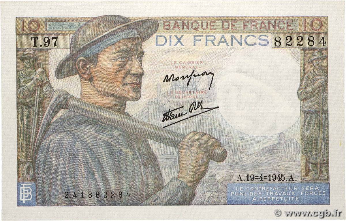 10 Francs MINEUR FRANCE  1945 F.08.13 SUP