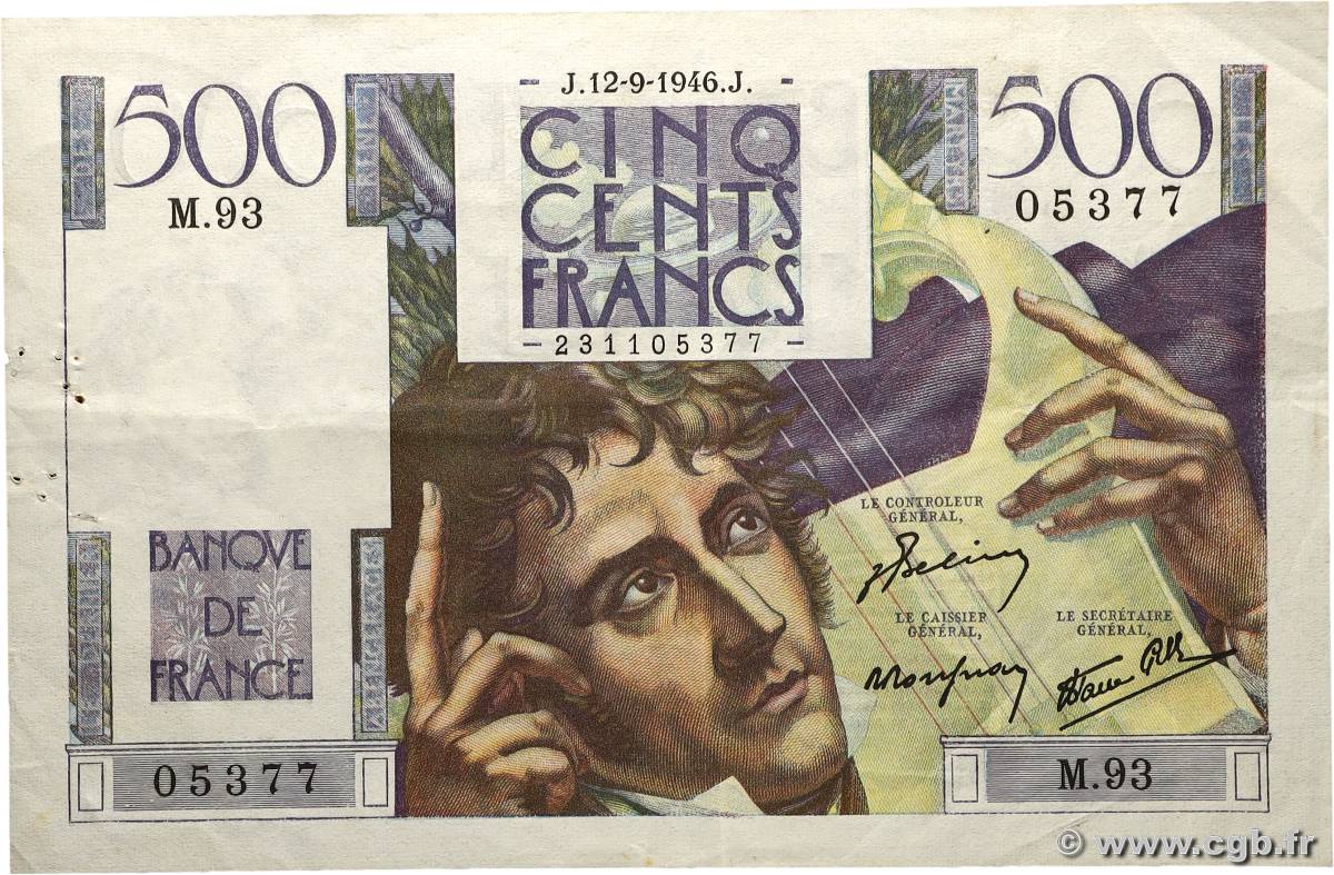 500 Francs CHATEAUBRIAND FRANCE  1946 F.34.06 TTB