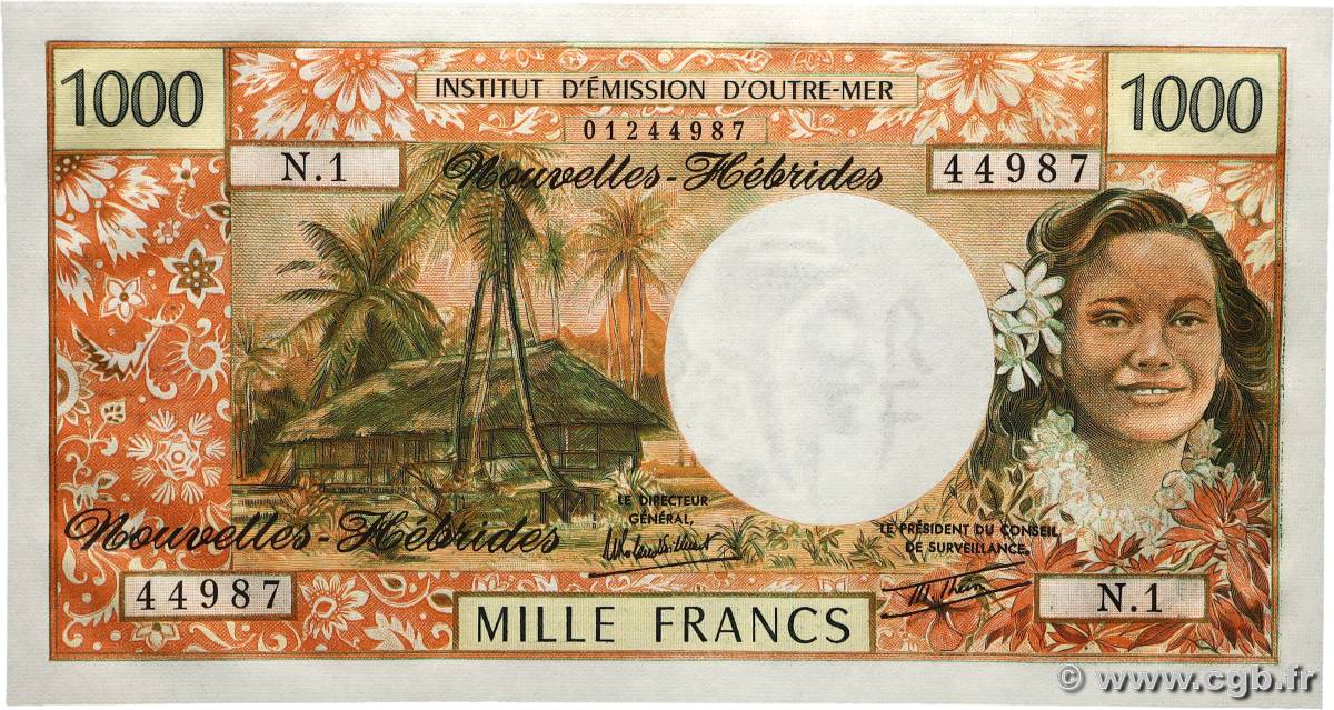 1000 Francs NEUE HEBRIDEN  1979 P.20c ST