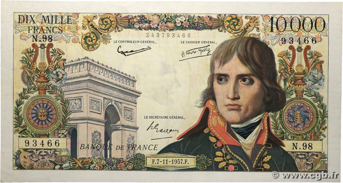 10000 Francs BONAPARTE FRANCIA  1957 F.51.10 BB