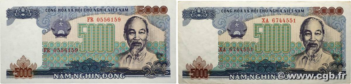 5000 Dong Lot VIETNAM  1987 P.104a fST+