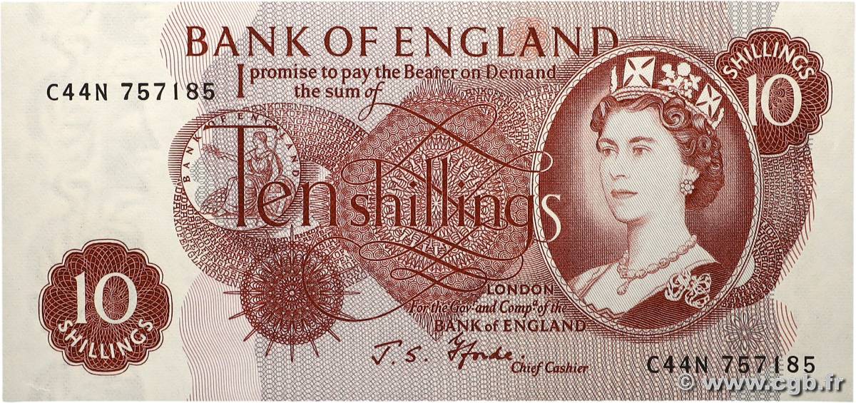 10 Shillings ENGLAND  1966 P.373c UNC