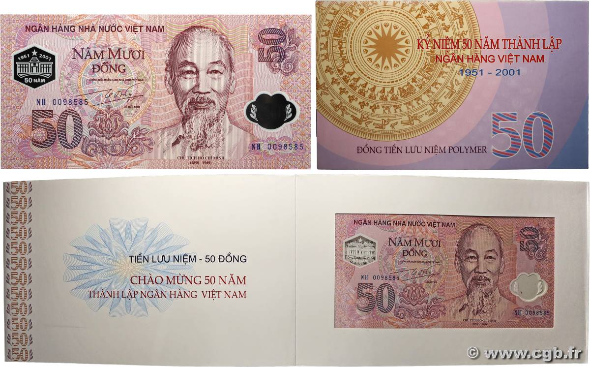 50 Dong Set de présentation VIETNAM  2001 P.118a ST