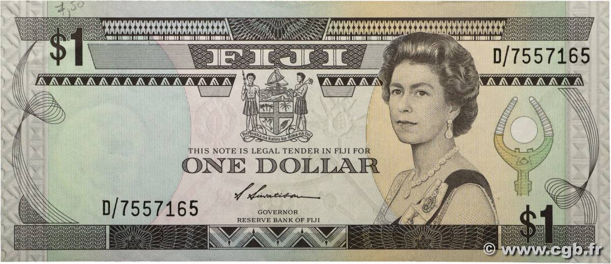 1 Dollar FIJI  1993 P.086a VF+
