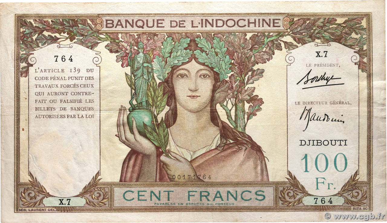 100 Francs DJIBOUTI  1931 P.08 TTB