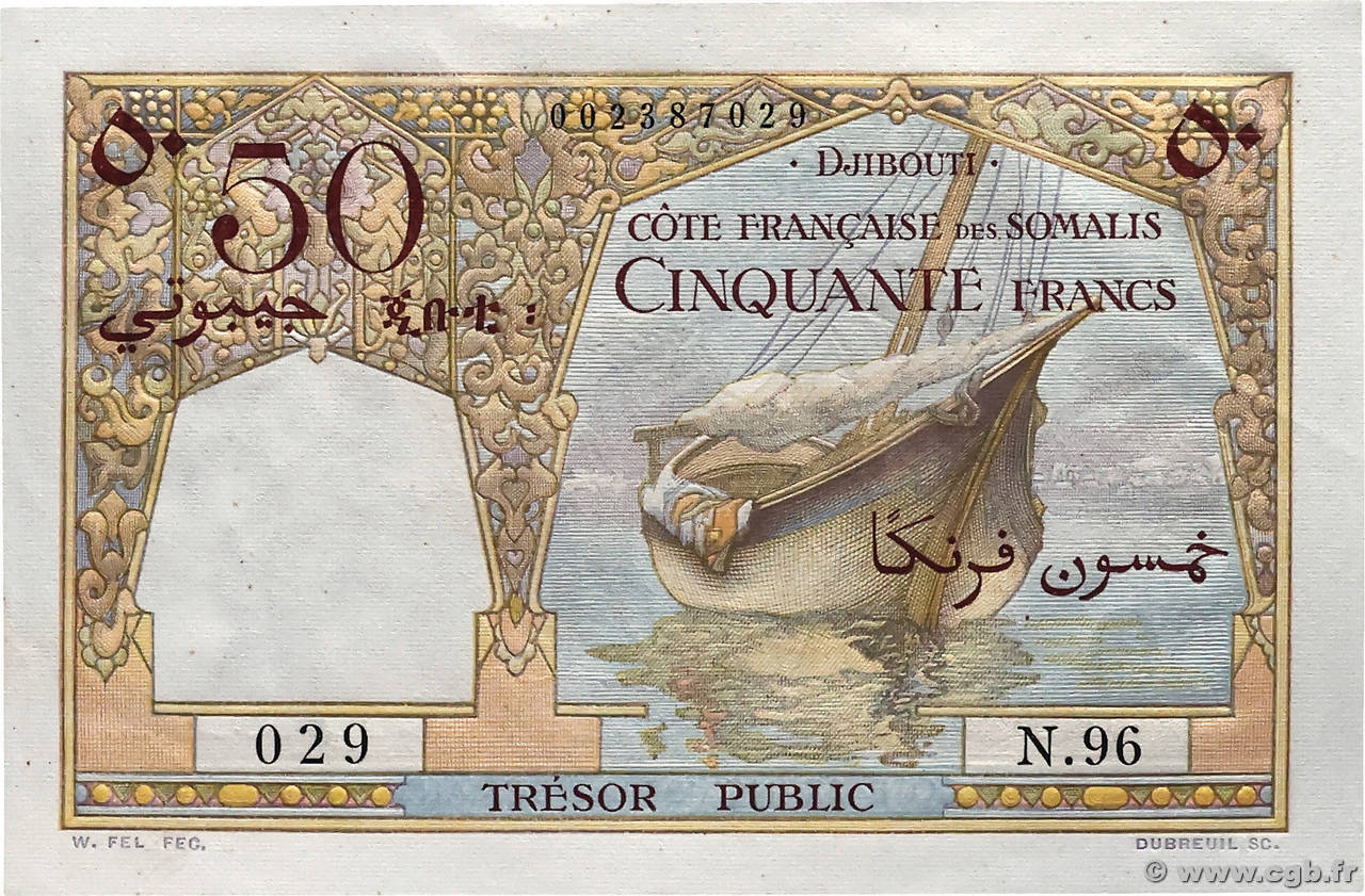 50 Francs DJIBOUTI  1952 P.25 pr.NEUF